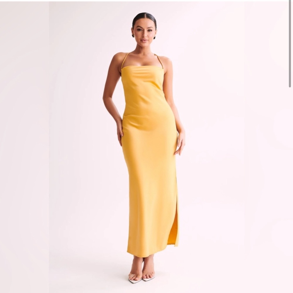 Meshki Sydney Straight Neck Maxi Dress Yellow